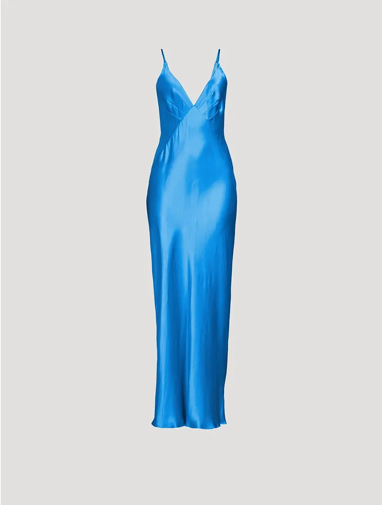 Ciel Silk Plunged Slip Maxi Dress