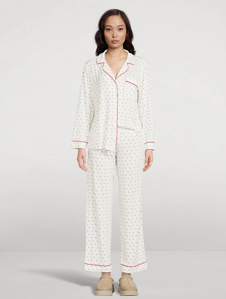 Gisele Long Pajama Set Triple Hearts Print