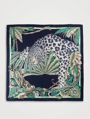 Silk Scarf In Jungle Cat Print