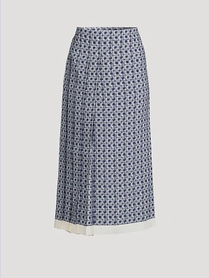 Pleated Midi Skirt Check Print