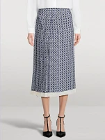 Pleated Midi Skirt Check Print