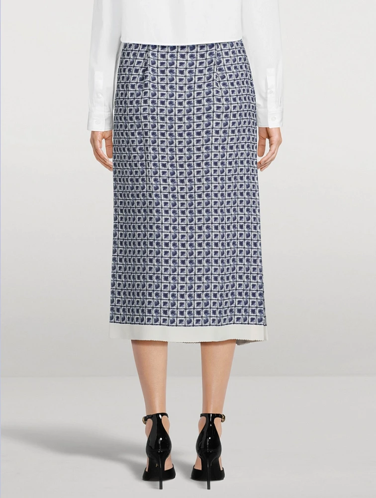 Pleated Midi Skirt Check Print