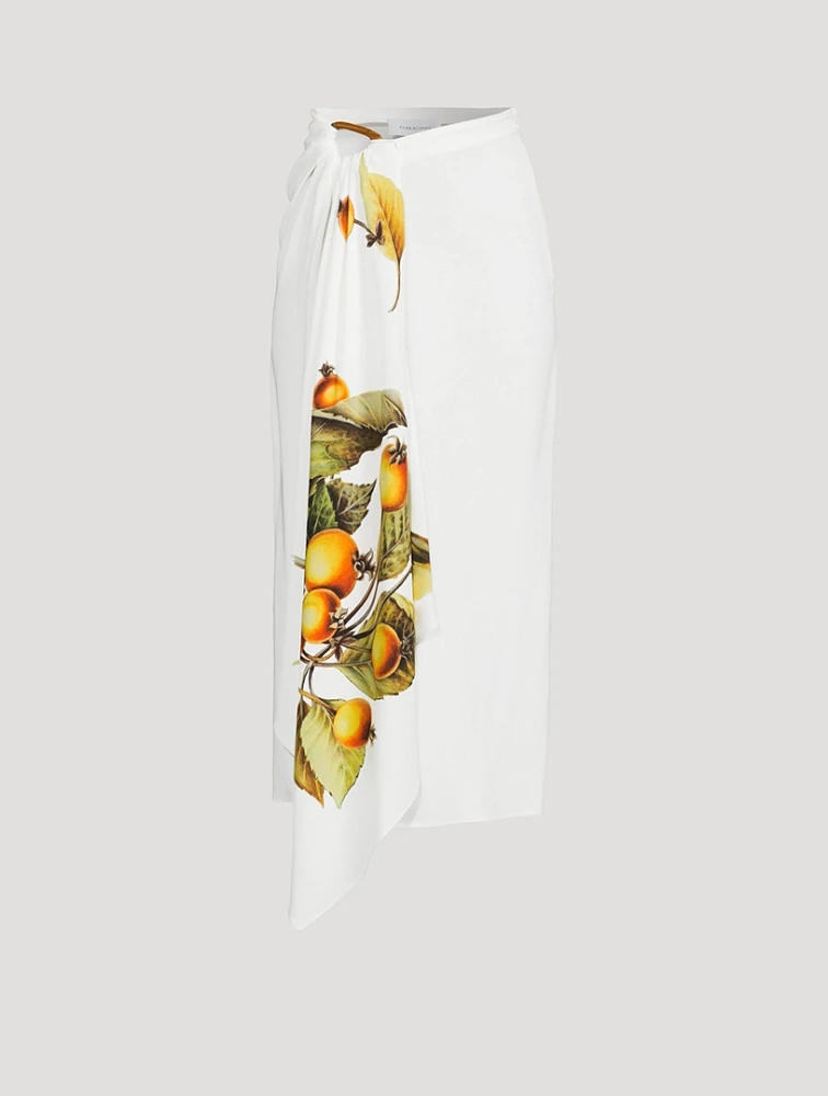 Asymmetric Skirt Persimmon Print
