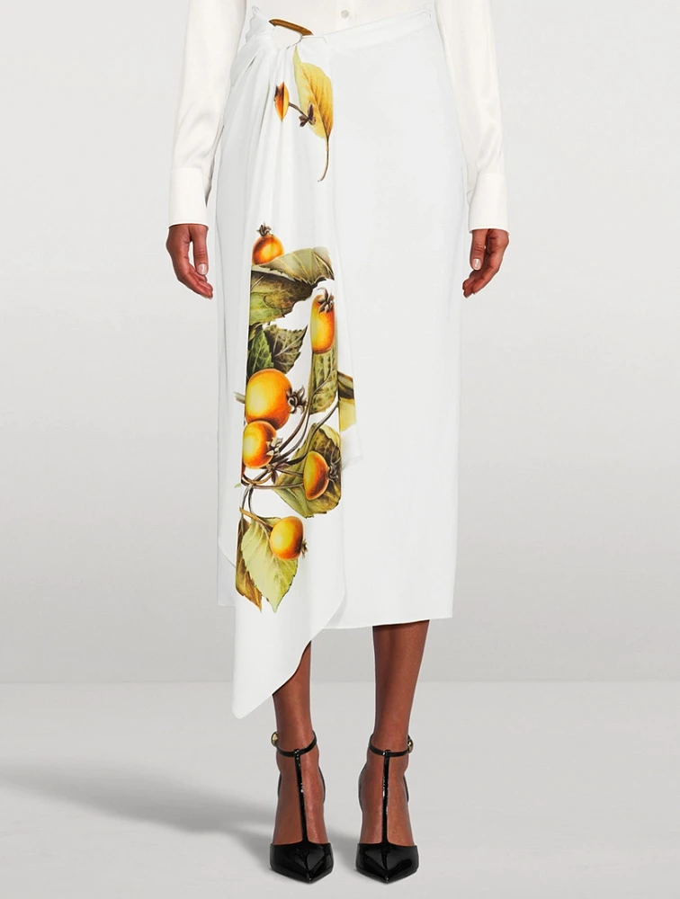Asymmetric Skirt Persimmon Print