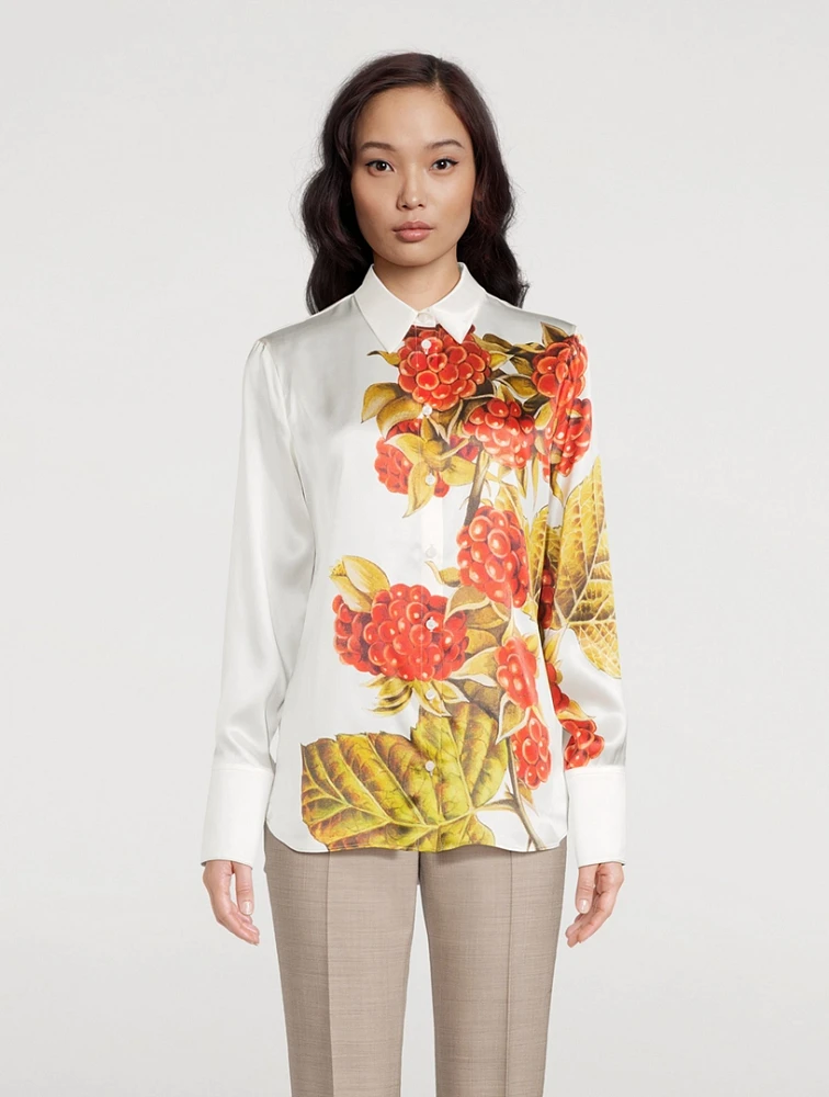 Silk Shirt Botanical Print