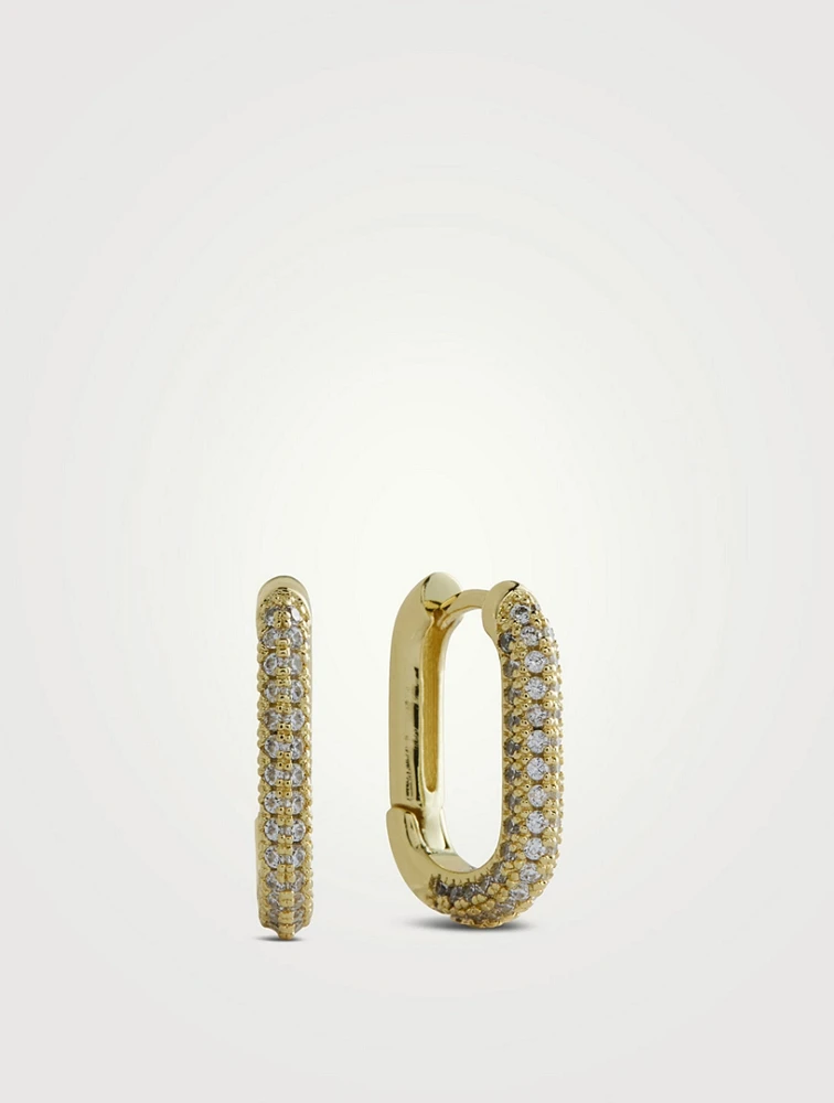 Pavé Chain Link Huggie Hoop Earrings