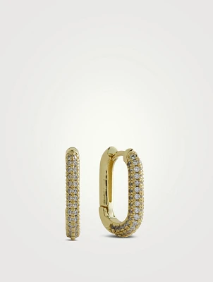Pavé Chain Link Huggie Hoop Earrings