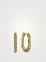 Pavé Chain Link Huggie Hoop Earrings