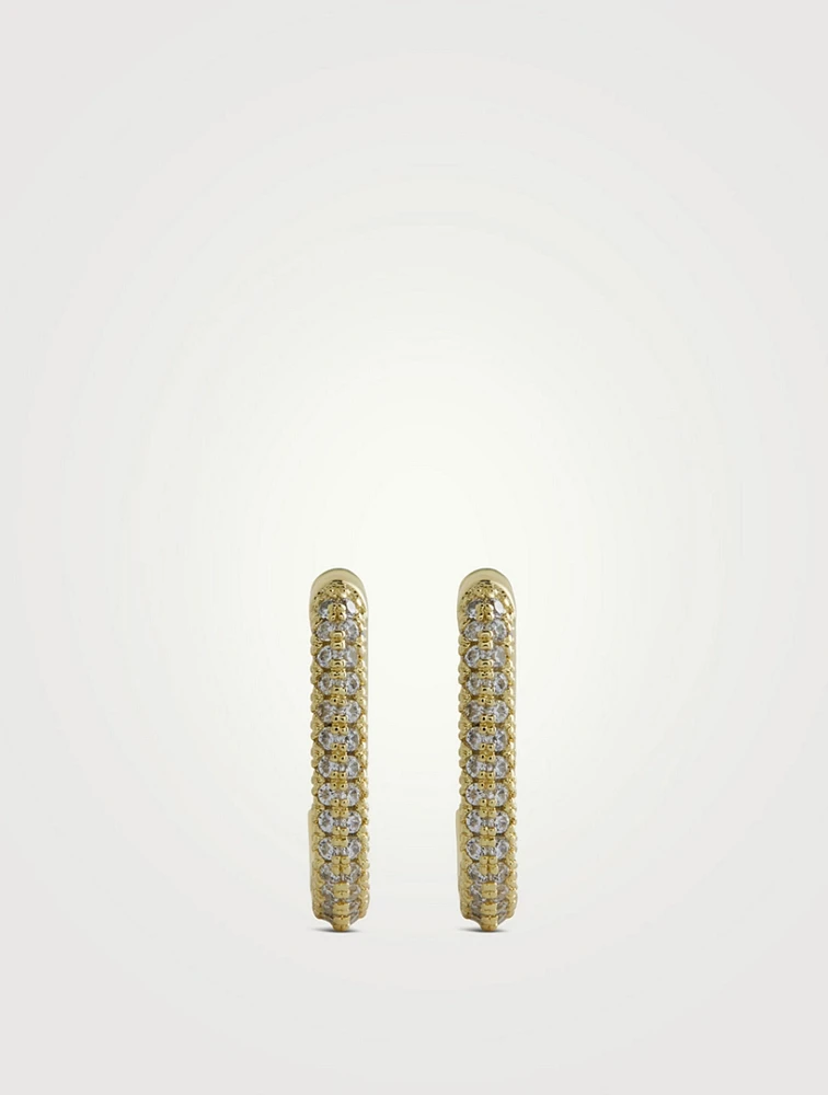 Pavé Chain Link Huggie Hoop Earrings