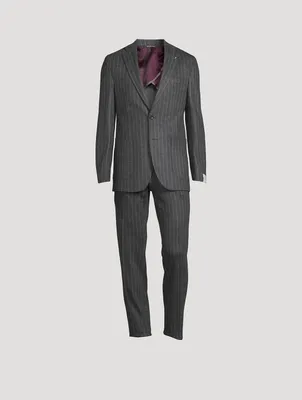 Hartford Wool Two-Piece Suit Striped Print