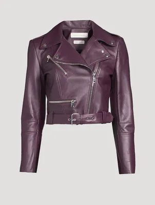 Cropped Leather Biker Jacket