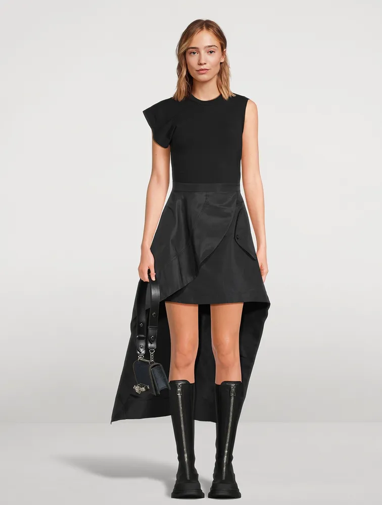 Asymmetric Polyfaille Midi Dress