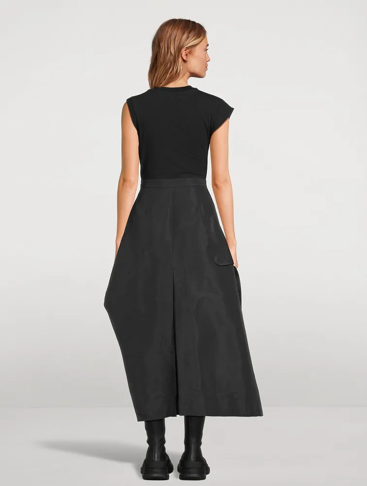 Asymmetric Polyfaille Midi Dress