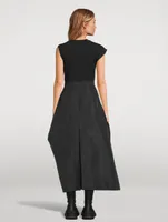 Asymmetric Polyfaille Midi Dress