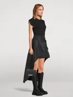 Asymmetric Polyfaille Midi Dress