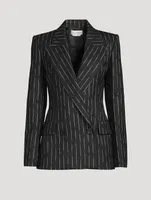 Double-Breasted Blazer Broken Stripe Print