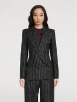 Double-Breasted Blazer Broken Stripe Print