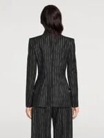 Double-Breasted Blazer Broken Stripe Print