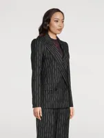 Double-Breasted Blazer Broken Stripe Print
