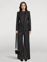 Double-Breasted Blazer Broken Stripe Print