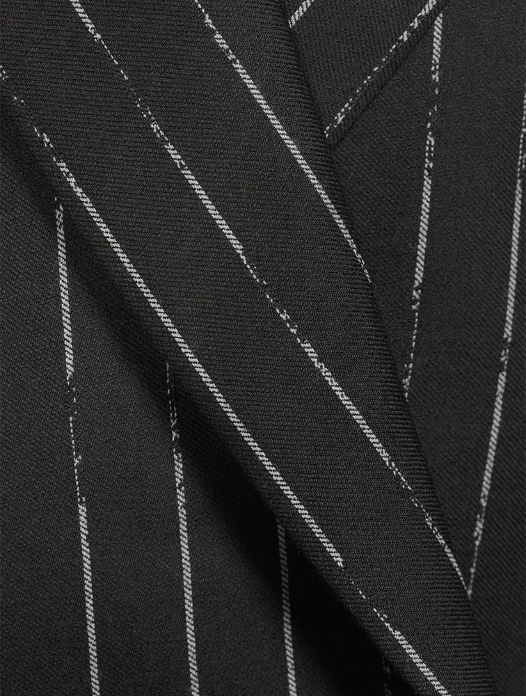 Double-Breasted Blazer Broken Stripe Print