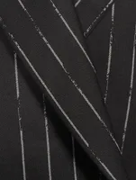 Double-Breasted Blazer Broken Stripe Print