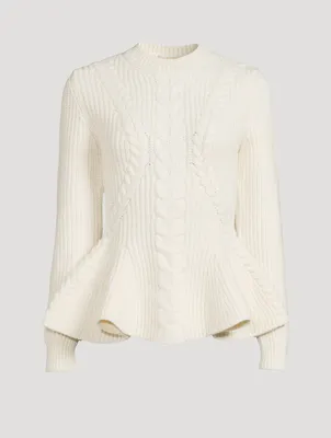 Cable-Knit Peplum Sweater