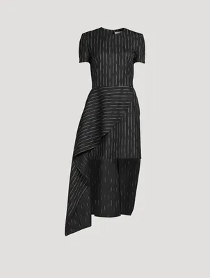 Draped Midi Dress Broken Stripe Print