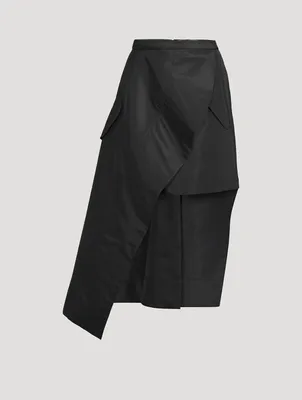 Asymmetric Faille Midi Skirt