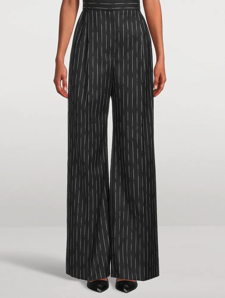 Wide-Leg Trousers Broken Stripe Print