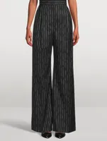 Wide-Leg Trousers Broken Stripe Print