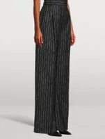 Wide-Leg Trousers Broken Stripe Print