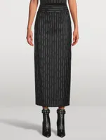 Wool Pencil Skirt Broken Stripe Print