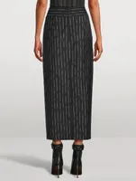 Wool Pencil Skirt Broken Stripe Print