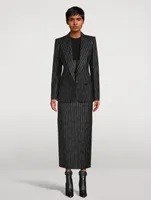 Wool Pencil Skirt Broken Stripe Print