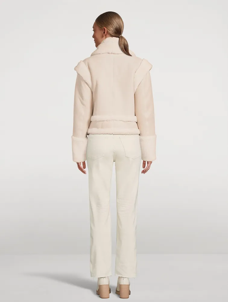 Gravity Convertible Shearling-Trimmed Leather Jacket