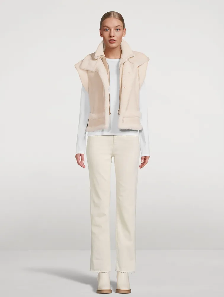 Gravity Convertible Shearling-Trimmed Leather Jacket
