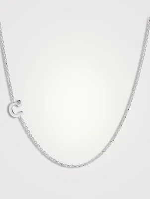 Love Letter 14K White Gold C Initial Pavé Diamond Necklace