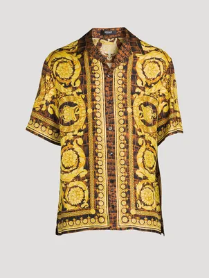 Baroccodile Silk Short-Sleeve Shirt