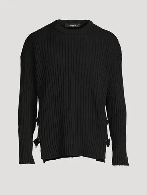 Wool Sweater With Leather Buckles