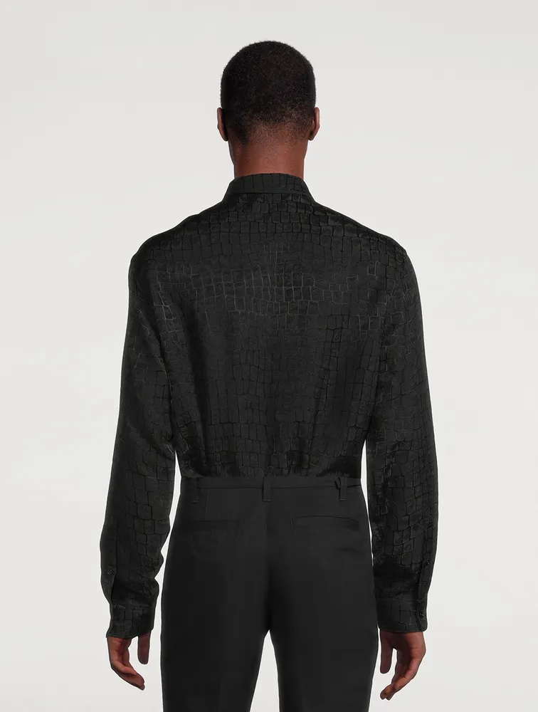 Croc-Effect Jacquard Long-Sleeve Shirt