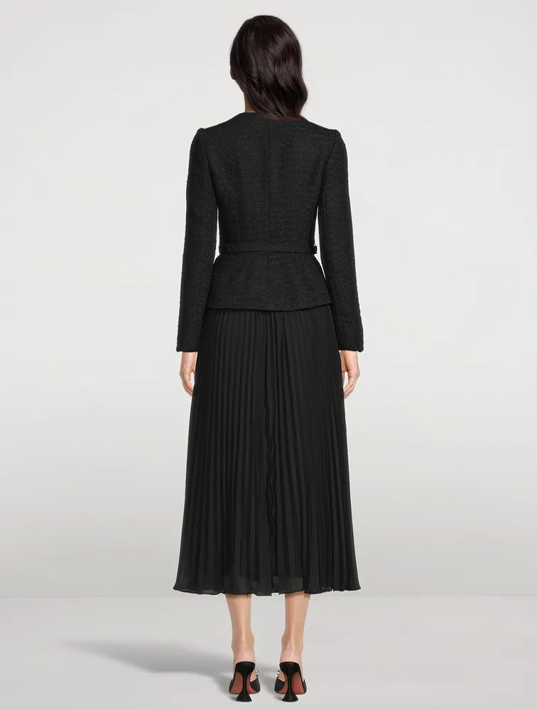 Bouclé Chiffon Midi Dress