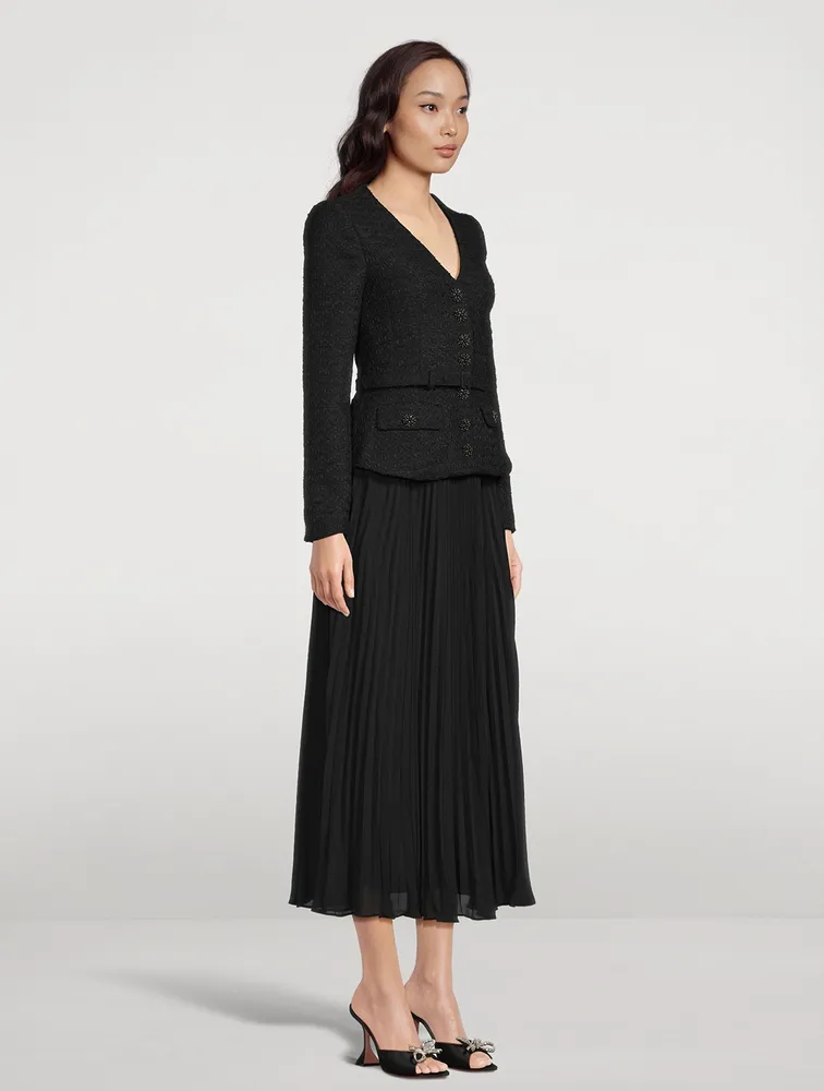 Bouclé Chiffon Midi Dress