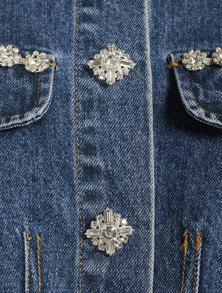 Embellished Denim Crop Top