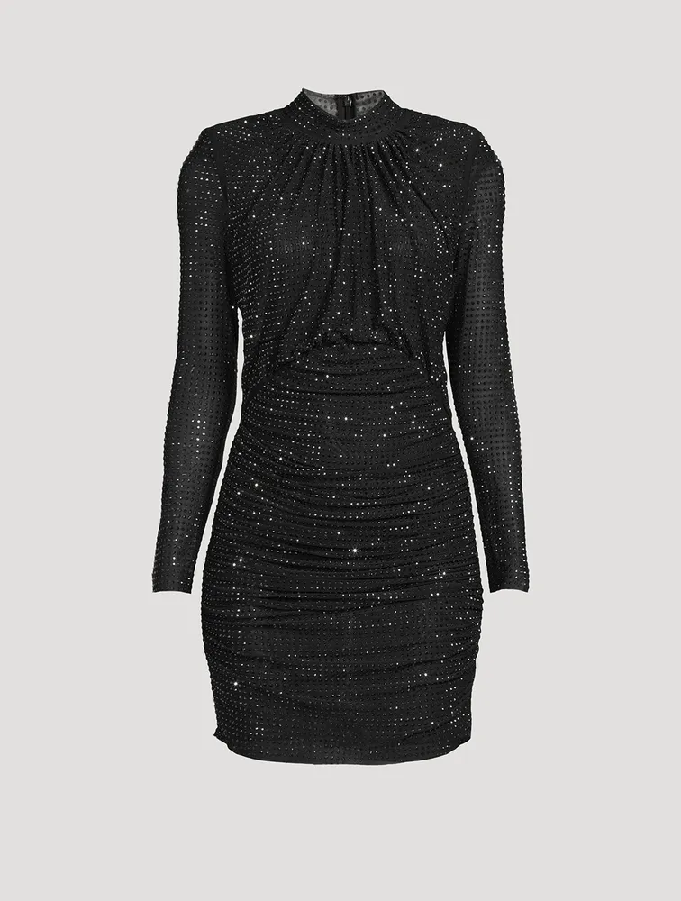 Rhinestone Mesh Mini Dress