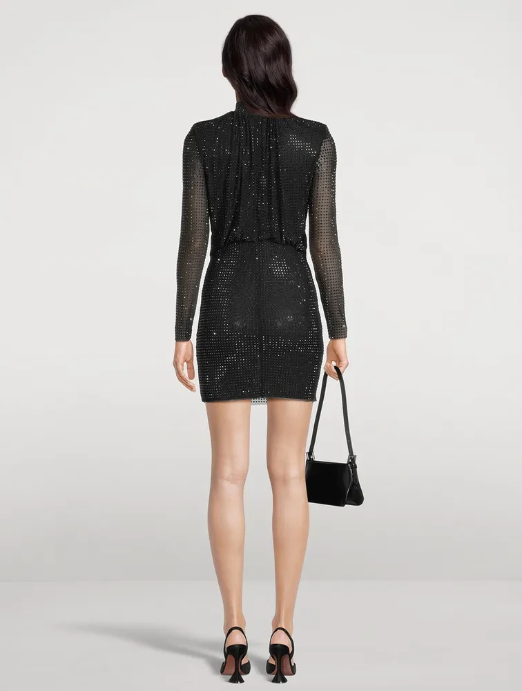 Rhinestone Mesh Mini Dress