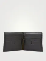 Glossy Leather Money-Clip Wallet In Croc Print