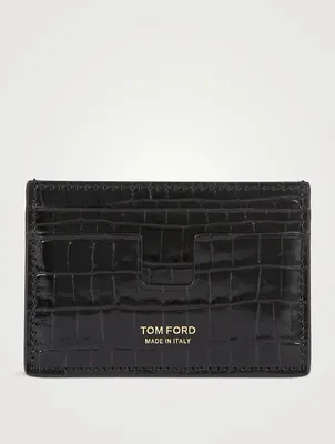 Glossy Card Holder In Croc Print