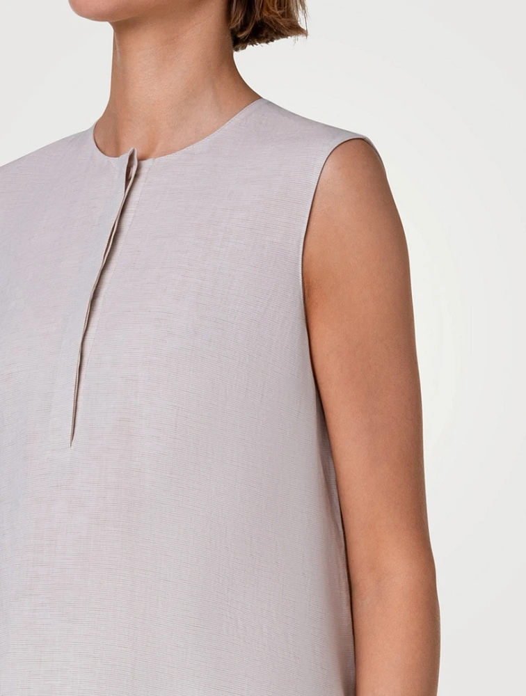 Linen-Blend Sleeveless Blouse