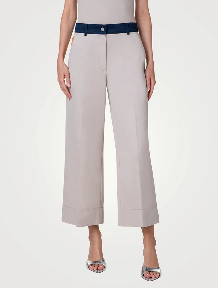 Chiara Cotton Wide-Leg Cropped Pants